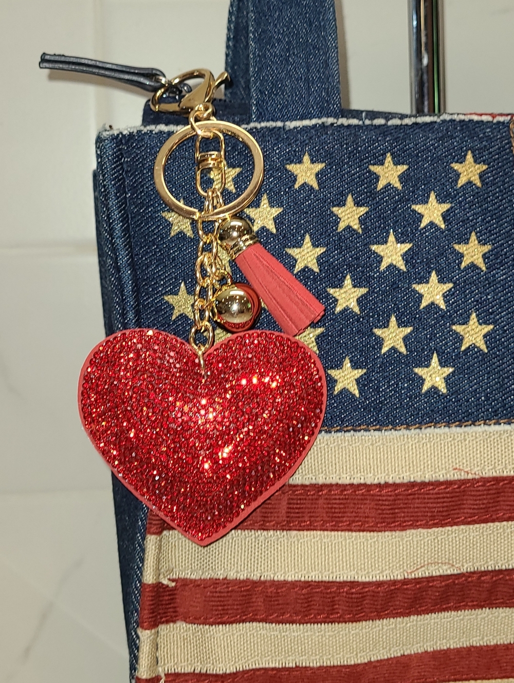 Pink, Red, or Black Heart Crystal Purse Charm Keychain Rhinestones Bling ✨️❤️🩷 - Picture 9 of 13
